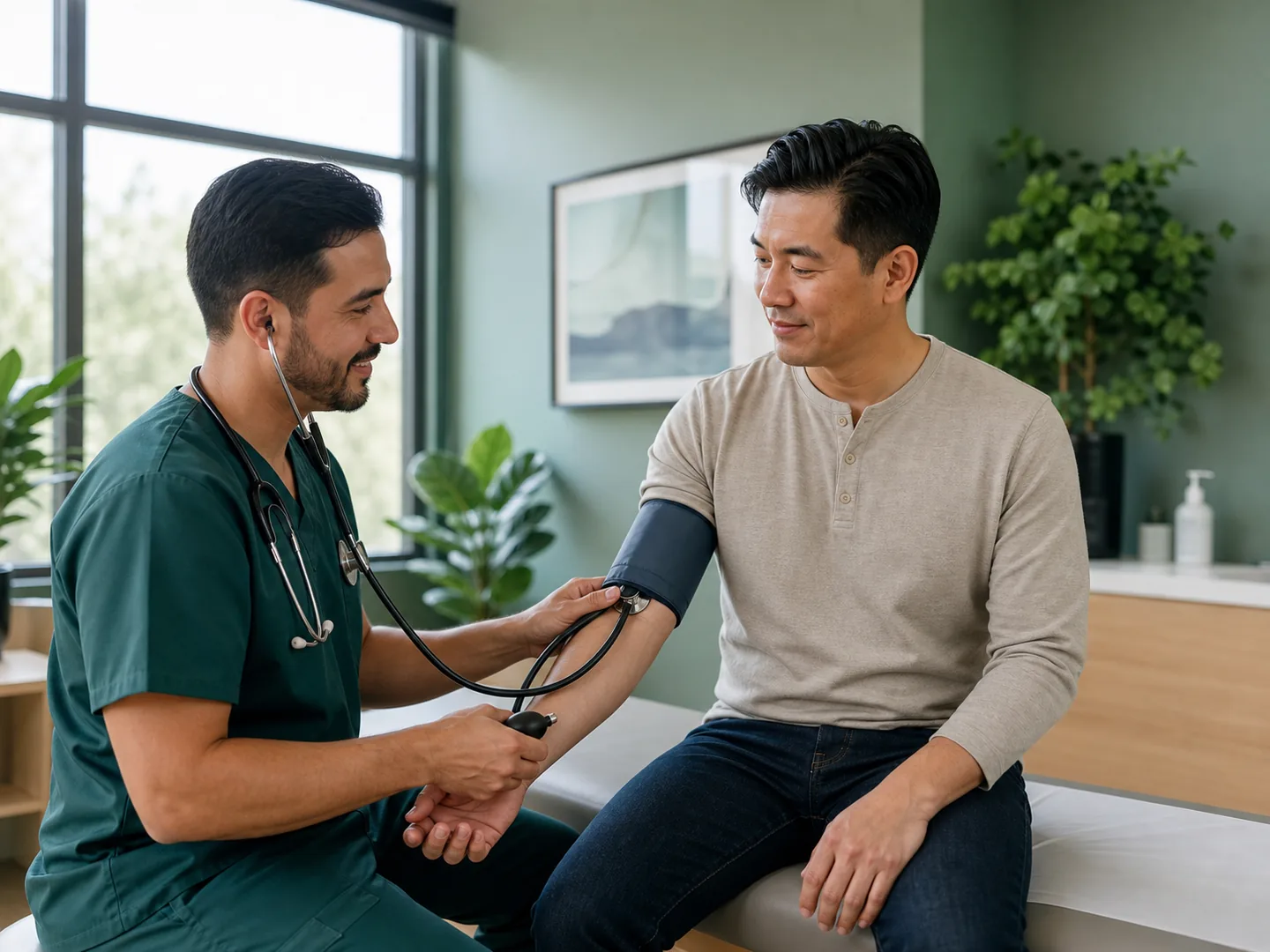 A patient receiving a routine preventive health check